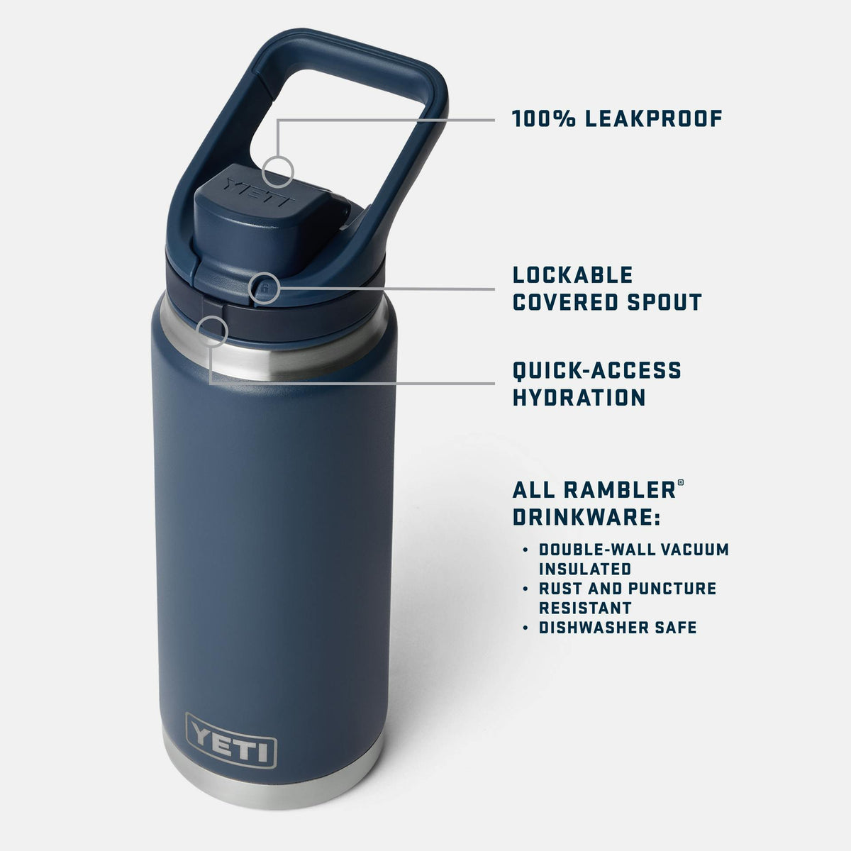 Rambler 26 oz Water Bottle — Color-Matched Flip Chug Cap Royal Blue product photo 3