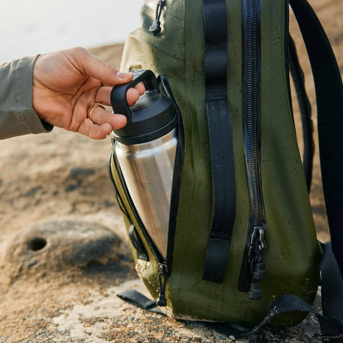Rambler 26 oz Water Bottle — Color-Blocked Chug Cap Upland Bird Olive product photo 4