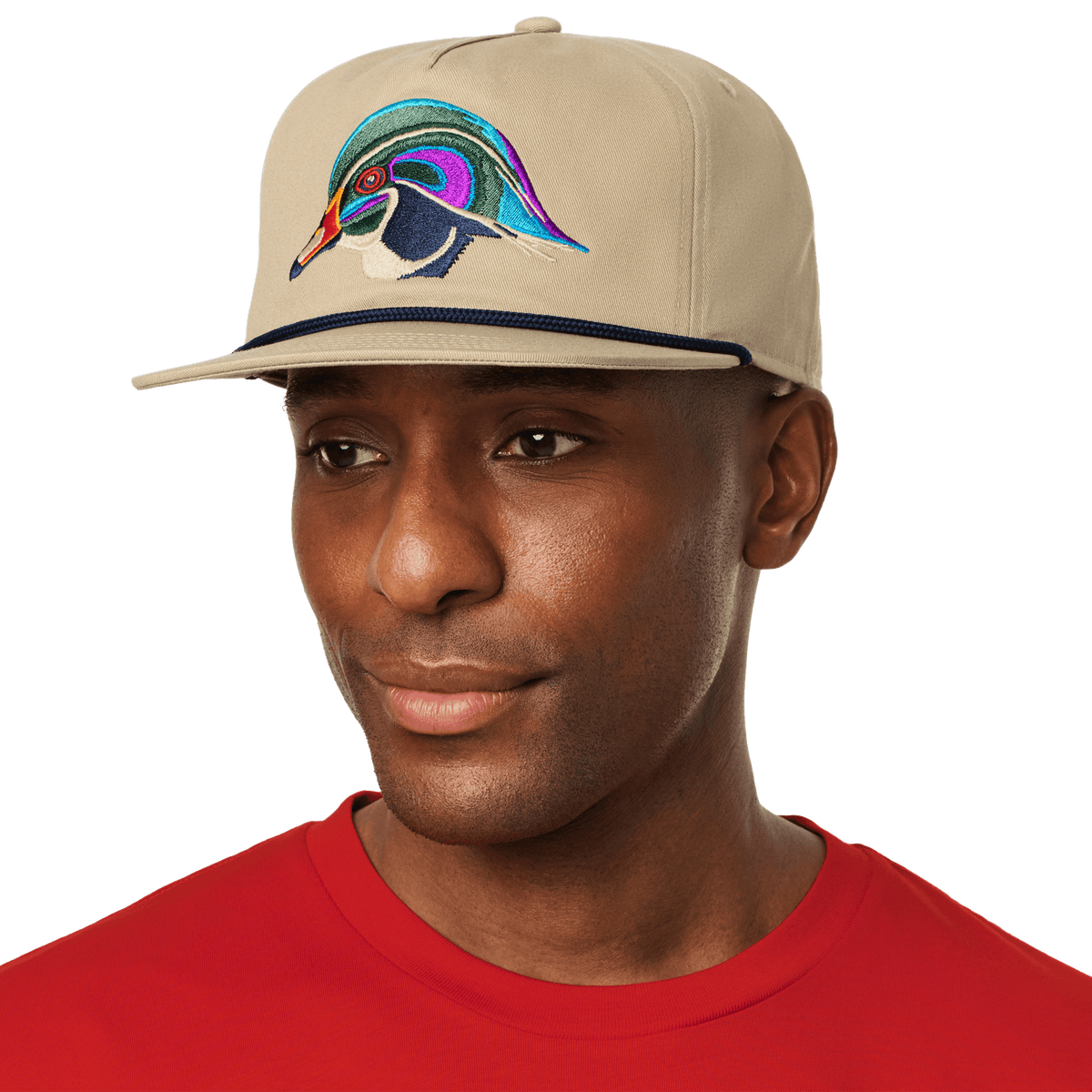 Wood Duck Flat Brim Rope Hat Khaki product photo 5
